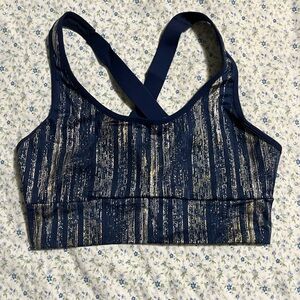 PINK Victoria's Secret Blue and Gold Sports Bra with Racerback